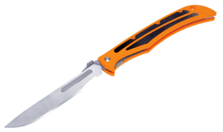 Havalon 4.38" Baracuta Blaze Replaceable Blade Folding Knife features an orange polymer handle